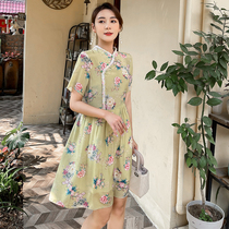 Silk cheongsam dress short sleeve young girl 2021 new short fashion new summer skirt