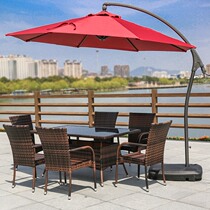 Outdoor Leisure Rattan Long Square Table and Chair Outdoor Set Furniture Courtyard Balcony Coffee Shop parasol Square Open Air