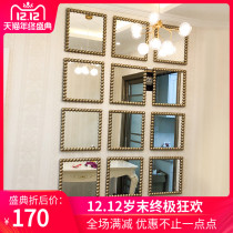 Square 40CM beads Decorative Mirror Living Room Background Wall Combo Wall-mounted Mirror Modern Minima Home Wall View Mirror