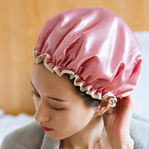 Double waterproof shower cap adult women shower hair cover shower head cover hat bath hair cover anti-oil smoke cap