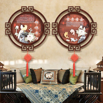 New Chinese-style round central hall painting jade carving decorative painting living room sofa background wall jade mural entry porch hanging painting