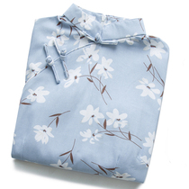 Flax white flower temperament young girl Daily Student improved cheongsam dress retro Chinese style