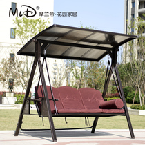 Wrought iron leisure rocking chair outdoor swing chair hanging chair balcony hammock home garden European style double swing outdoor chair