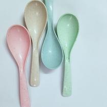 Wheat orange pole plastic spoon 10 spoon creative portable household childrens rice spoon student spoon