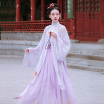 Viscount autumn color bright moonlight original creation embroidery stand neck long shirt suspender waist skirt non-costume female Hanfu Super fairy