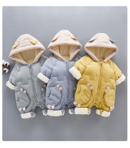 Baby jumpsuit Net red baby clothes winter thickened outer wear autumn and winter suit plus velvet clothes climbing clothes
