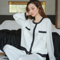 A D Hepburn 2021 New ~ Sleeping Womens Spring and Autumn Ice Silk Long sleeves Net Red Burst Two Suits