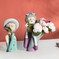 Princess Decorative Pendulum Girl Flowers Inserts Floral Vase Living Room Home Decoration Pint TV Cabinet Genguan Wedding Gifts