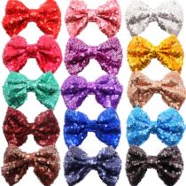 European and American explosive sequin bow hairclip foreign trade cute girl hair card jewelry AliExpress Factory Direct