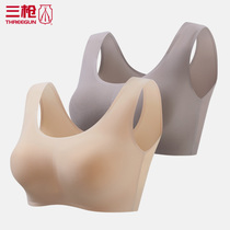 2-piece three-gun Bailian vest-style seamless bra no-tie bra solid color full wrap without buckle 91169