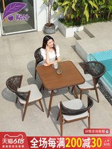 Patio Table And Chairs Waterproof Sunscreen Sun Style Garden Terrace Round Table Leisure Area Rope Choreography Casual Chair Outdoor Rattan Chair Combination