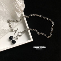 Royal girls same black cherry necklace female ins lukewarm wind hip hop pendant choker personality collarbone chain tide