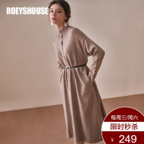 Luo Yi temperament solid color sweater dress women winter New loose elastic warm knitted Medium-length dress 01374