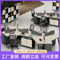 Staff desk 3 person combination 6 person curved desk three person Card position six person desk with Cabinet