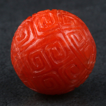 4 77 gr finely carved back grain beads] Baoshan stock-persimmon red south red agate DIY single bead accessory