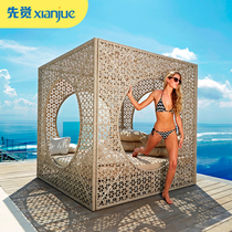 Outdoor rattan birds nest bed villa homestay garden rattan furniture custom swimming pool waterproof leisure large sofa