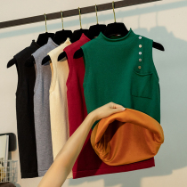 Plus velvet thickened sweater womens autumn and winter wear slim base sweater pullover sleeveless vest vest warm coat