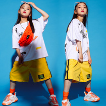 Girls hip hop suit children hiphop performance clothes children loose street dance suit boys summer jazz dance tide suit