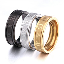 New European and American personality finger 6mm titanium steel Luo digital ring European and American simple men and women ring corrosion ring fixed