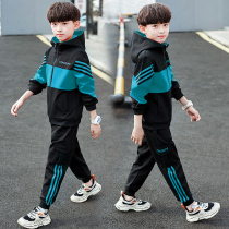 Childrens clothing boys spring and autumn suit 2021 new childrens fashion net red two-piece set Korean version of the big child foreign tide