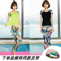 Yoga suit womens new gym long sleeve slim fashion flower running sports big size beginner uniform