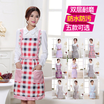 Kitchen apron long sleeve waterproof and oil-proof Korean version of fashion home cooking cover adult female men waist overalls