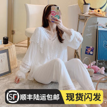 Pajamas women autumn and winter pants modal lace fairy princess wind palace spring and autumn home wear two-piece suit