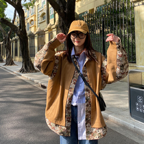Yuki Great White Tooling Jacket Woman Spring Autumn New Korean Version 100 Hitch Student Splicing Retro Little Bear Ancient With Jacket