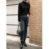 Jeans women 2021 spring new loose high waist thin high straight pants commuting simple trousers women