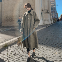 Woolen coat women 2021 autumn and winter New Popular Academy style small man long thickened chigzag coat tide