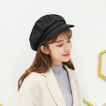 Net red Bailey octagonal hat female Japanese tide flat top navy newsboy hat summer Korean version Joker autumn winter duck tongue hat