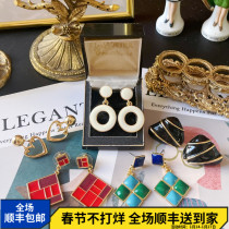 Ananas vintage European and American retro ins Hong Kong wind earrings new trendy enamel wild silver needle earrings ear clips