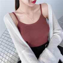 Camisole womens summer wear knitted port wind ins short net red base sleeveless t-shirt sexy inner tide