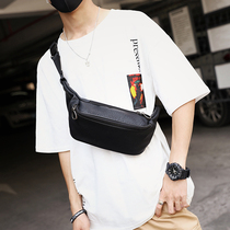 Hong Kong leather running bag mens small breast bag Korean mens bag outdoor small running bag Tide mens small bag soft leather