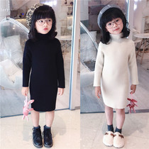 Girls Knitted Dress 2020 autumn and winter New Korean girl baby Foreign style long slim base skirt