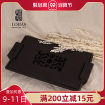 Taiwan Lubao tea set end dragon tea tray Zen wind black companion office ceramic tea boat water storage tea table home