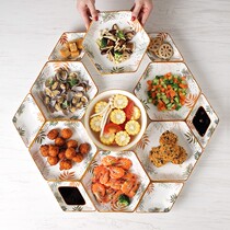 Small Parquet Dish Dishes Family Poly Dinner Plate Tableware Integrated Square Table Combined Upscale Fashion Nets Red creative Home