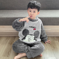 Childrens pyjamas boy autumn winter flannel autumn winter style Thickened Coral Suede Boy CUHK Childrens Home Home Clothing