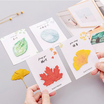 Cute creative small fresh leaf post-it note imitation ginkgo leaf mulberry leaf note sticker Realistic maple leaf N stickers