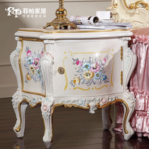 Fipa home with classical solid wood carved painted bedside table luxury custom bedroom bedside table storage storage