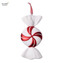 Christmas Wedding Celebration Decorative Items Stage Bar Prop Decorations 32cm Red White Painted Christmas Candy Pendants