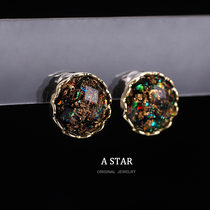 A STAR original imported gemstone earrings 925 sterling silver men and women Korean simple temperament Hong Kong style 2019 new trend