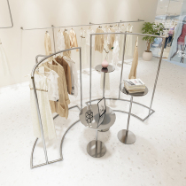 Clothing store display props stainless steel island rack womens clothing floor-standing hanger childrens clothing store display rack display rack