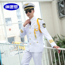 Navy men's white suit captain's clothing security overalls uniform concierge suit business performance business attire