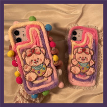 Embroidery plush butterfly knot small bear iPhone12 apple 13promax mobile phone shell new apple 11 silicone xsmax soft shell ix xr full package 8plus anti-fall 1
