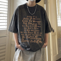 Become old Gothic letter t-shirt men summer thin American retro short sleeve oversize teen clothes