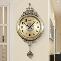 European-style wall clock Living room household clock Retro creative clock Fashion simple atmosphere wall clock Nordic American pendulum clock