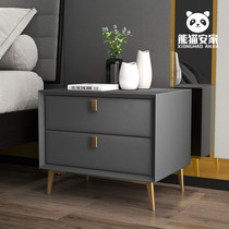 Light luxury bedside table simple modern leather Net red Nordic soft bag mini ins Wind bedroom small storage solid wood cabinet