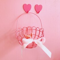 Japanese cute bow beauty egg storage box girl basket soft girl desktop iron storage basket decoration ornaments