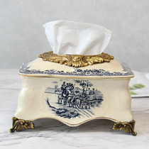  Villa model room decoration tissue box European-style luxury alloy ceramic paper box modern simple American decoration